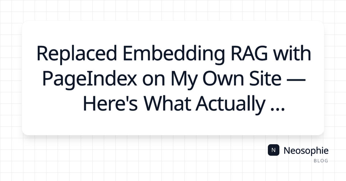 Replaced Embedding RAG with PageIndex on My Own Site — Here's What Actually Happened og preview