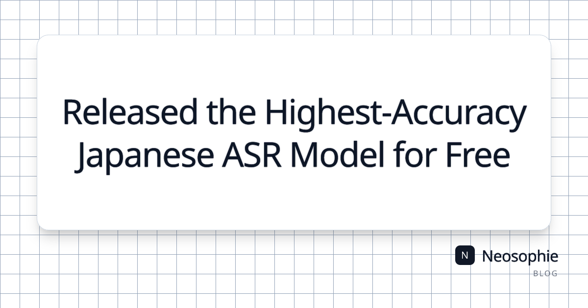 Released the Highest-Accuracy Japanese ASR Model for Free og preview
