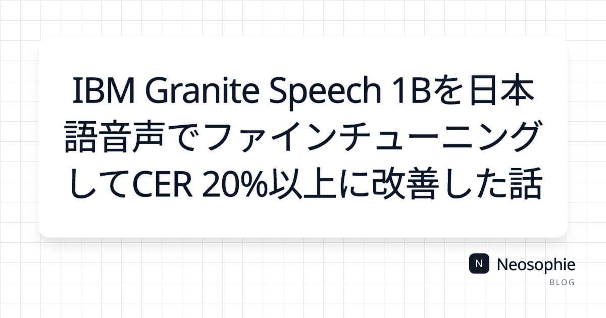 IBM Granite Speech 1Bを日本語音声でファインチューニングしてCER 20%以上に改善した話 og preview