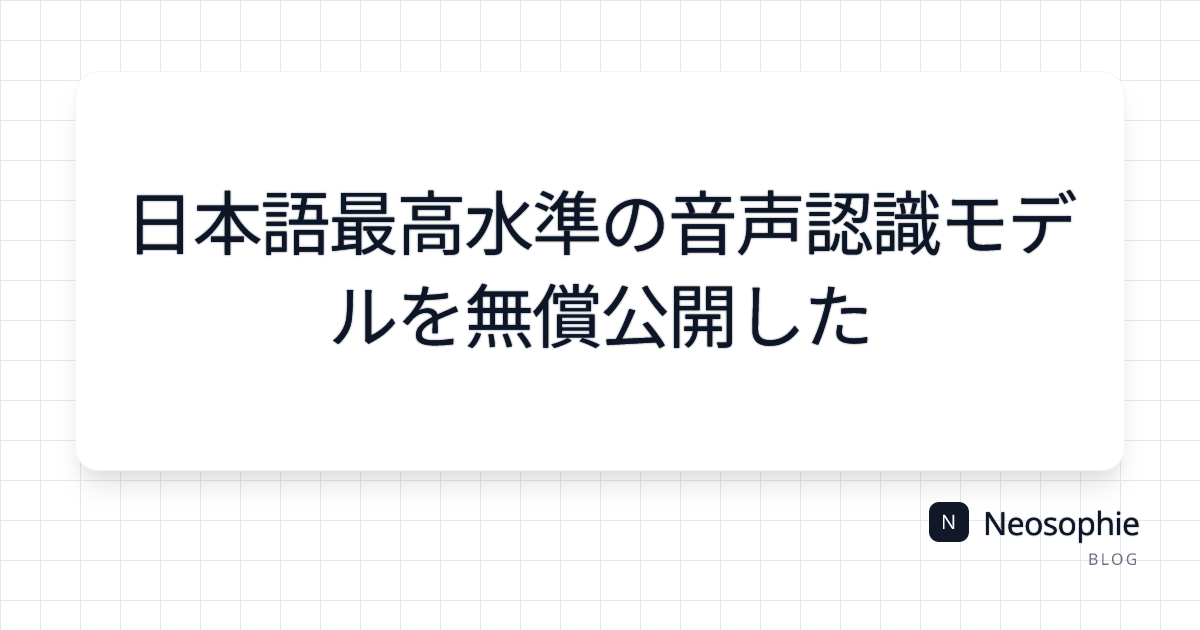 日本語最高水準の音声認識モデルを無償公開した og preview